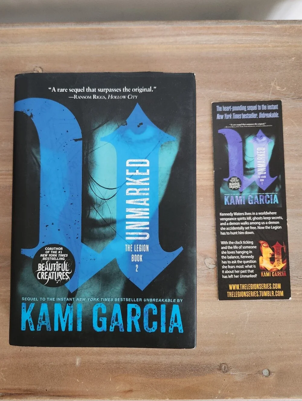 SIGNED Unmarked Kami Garcia The Legion Book 2 Hardcover Bookmark Teen Paranormal